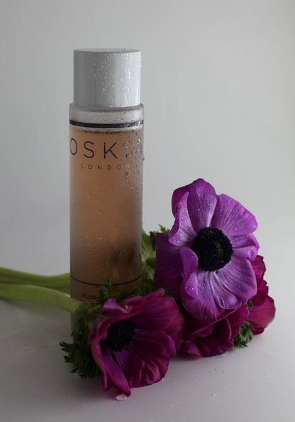 Floral Water Pure Rose Toner Bottle with a beautiful flower